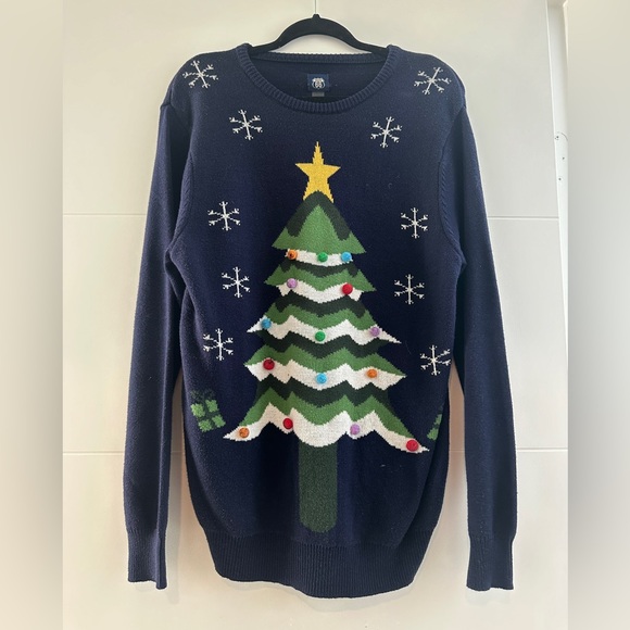 Route 66 Men’s Navy Festive Christmas Tree Holiday Ugly Sweater Party Winter M - Picture 7 of 11